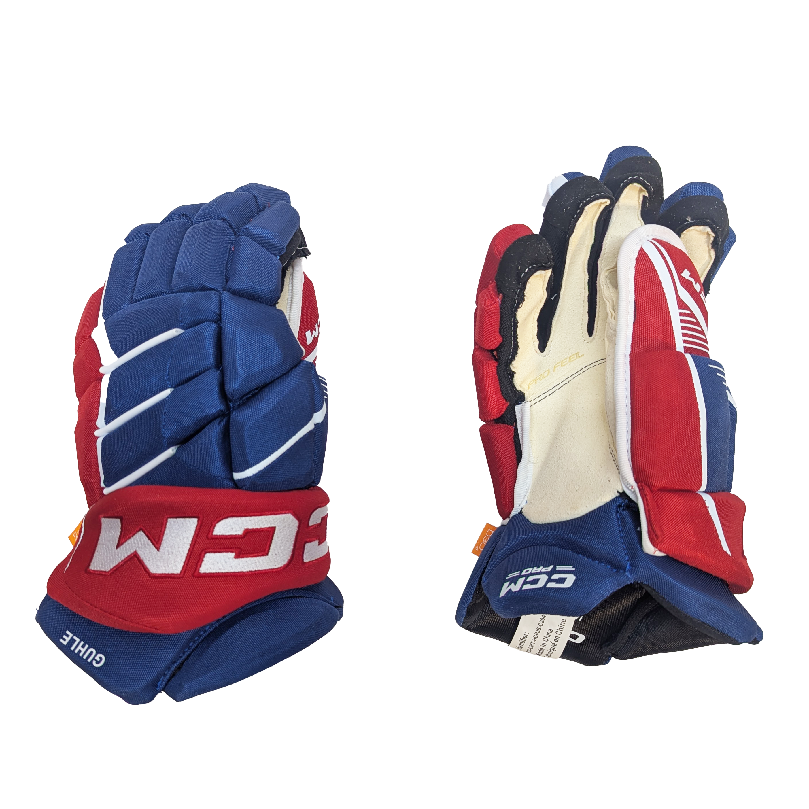 CCM HGJS - NHL Pro Stock Glove - Kaiden Guhle (Blue/Red/White)